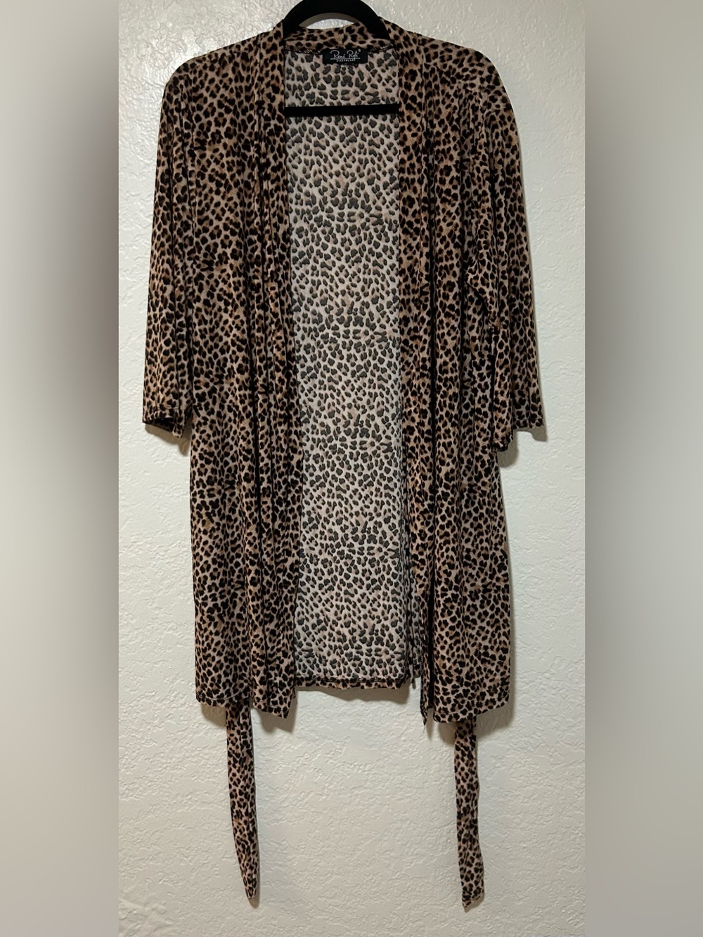 Rene Rofe Leopard Print Kimono Wrap Robe
